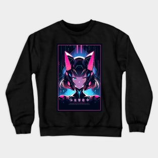 Anime Cat Girl | Quality Anime Design | Chibi Cat Girl Miaw | Manga Anime Art Crewneck Sweatshirt